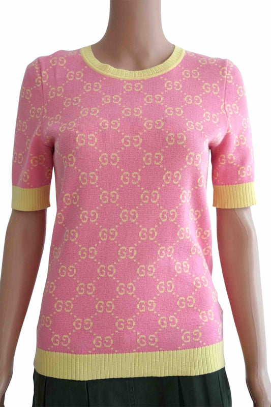 GG Jacquard Knitted Top in Pink
