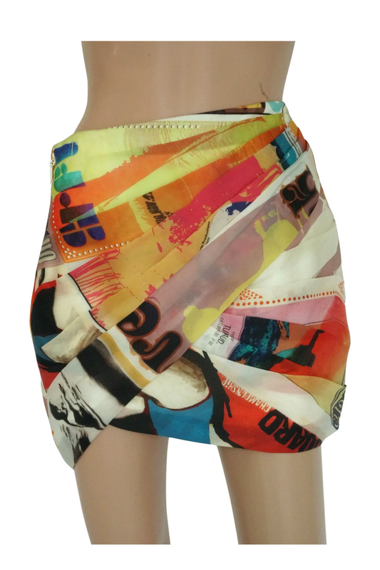 Brightside Wrap-Effect Printed Silk-Organza Mini Skirt
