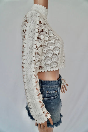 White Lace Cropped Top Rare