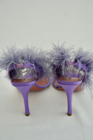 Purple Adwoa Feather & Satin Sandals