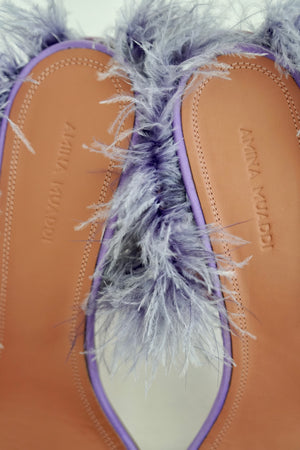 Purple Adwoa Feather & Satin Sandals