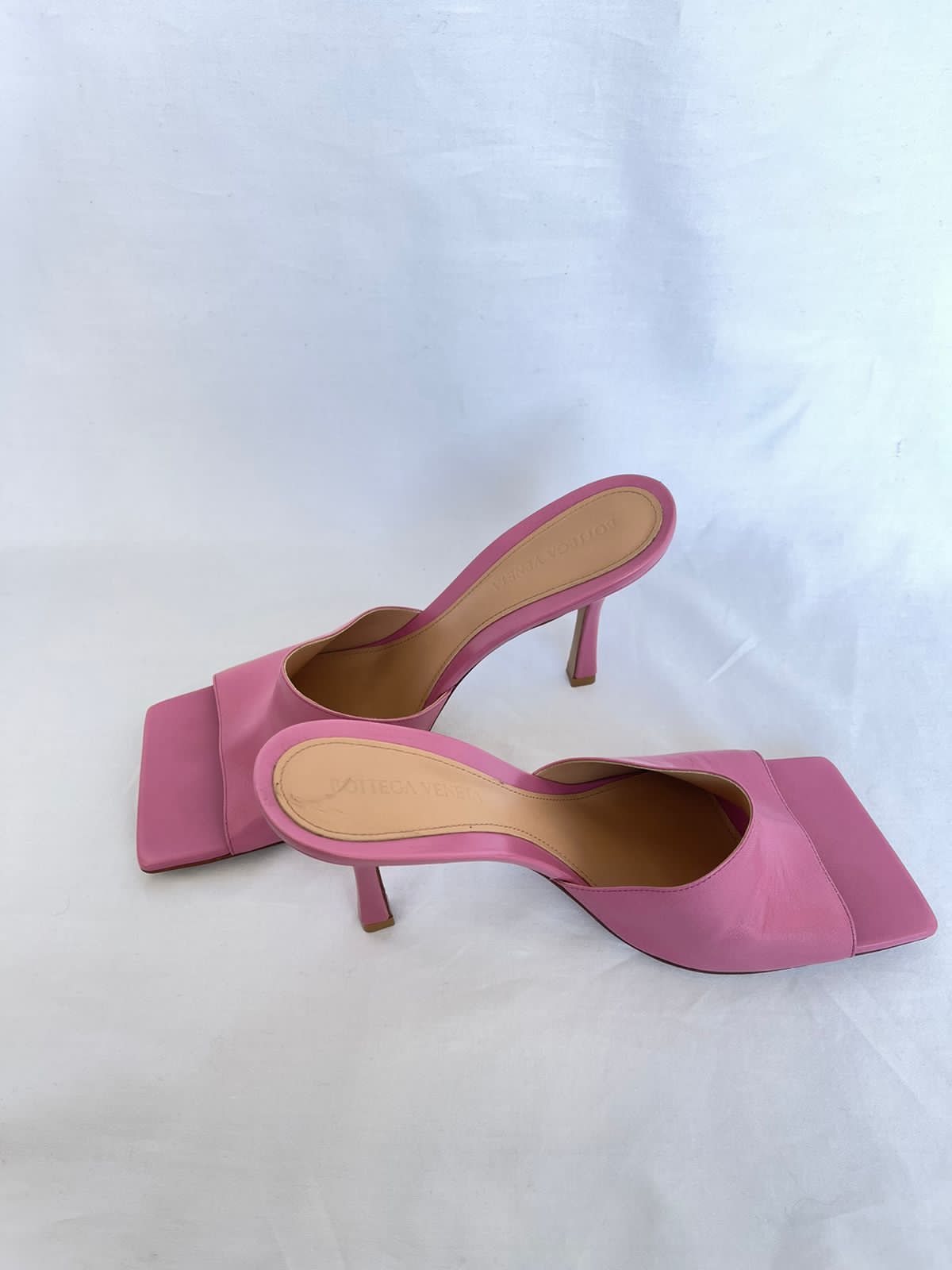 Pink Leather Stretch Mules 90