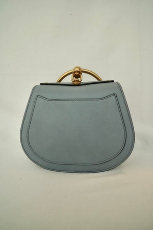 Light Blue Leather and Suede Small Nile Bracelet Bag