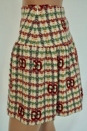 Horsebit Tweed Mini Skirt In Multicolor