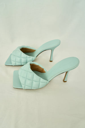 Blue Quilted Leather Lido Slide Sandals