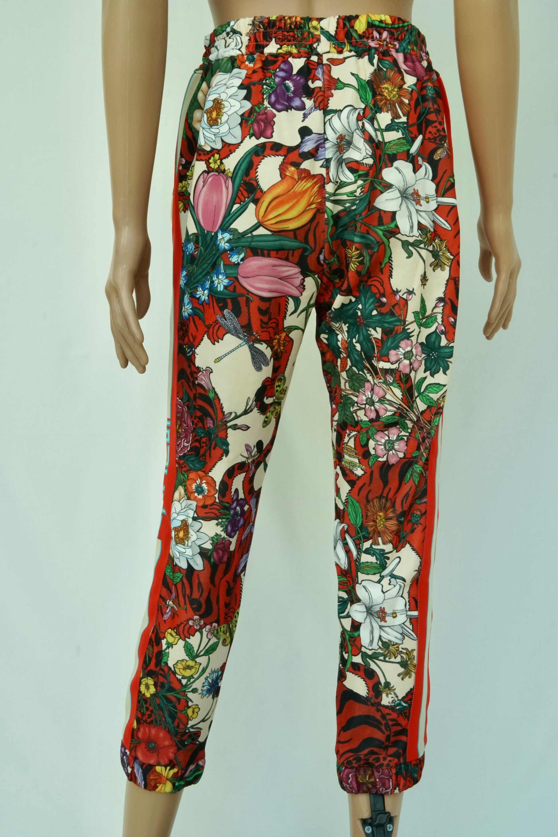 Floral Lame Trimmed Twill Pants