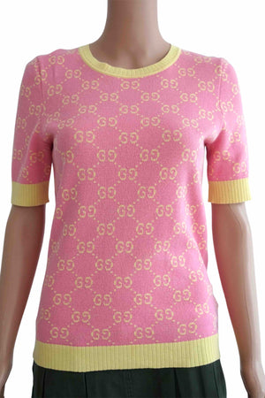 GG Jacquard Knitted Top in Pink
