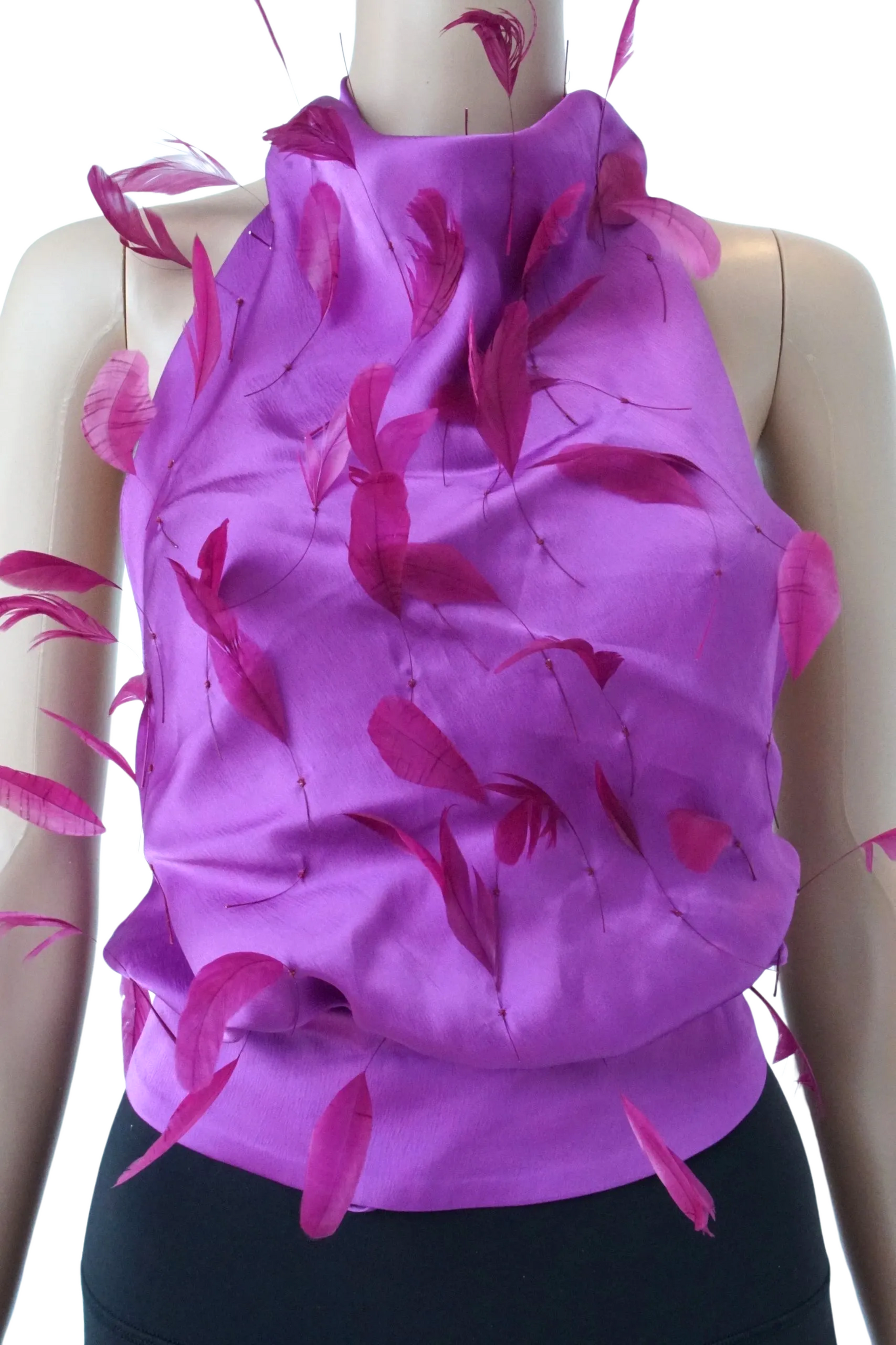 Fuchsia Top with Ostrich Feathers