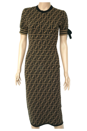Brown And Black Classic Monogram Dress